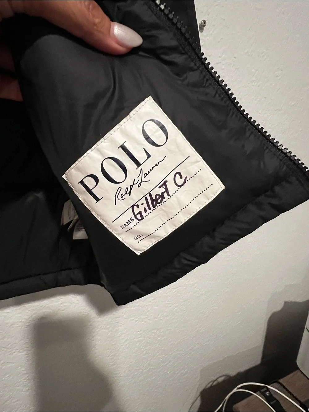 Boys Ralph Lauren Black Hooded Down Jacket. Size (10/12)